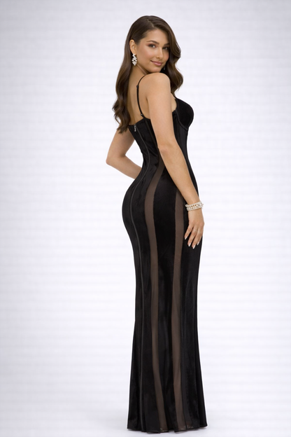 Chanelle Black Corset Maxi Dress